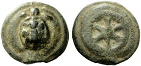 THE ROMAN REPUBLIC 
 Sextans circa 230, Æ 39.25 g. Tortoise. Rev. Six-spoked wheel. Haeberlin pl. 25, 15. Aes Grave 91. Sydenham 63a. Thurlow-Vecchi ...