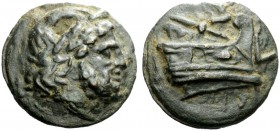 THE ROMAN REPUBLIC 
 Semis, Luceria circa 214-212, Æ 46.97 g. Laureate head of Saturn r. Rev. Prow r.; above, S and before, L. Haeberlin pl. 72, 7. A...