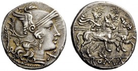 THE ROMAN REPUBLIC 
 Denarius, Sicily circa 209-208, AR 4.21 g. Helmeted head of Roma r., with loop beneath visor; behind head, branch and below chin...