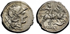 THE ROMAN REPUBLIC 
 Denarius circa 179-170, AR 3.70 g. Helmeted head of Roma r., behind, X. Rev. The Dioscuri galloping r.; below, cornucopiae and R...