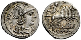 THE ROMAN REPUBLIC 
 L. Antestius Gragulus. Denarius 136, AR 3.93 g. Helmeted head of Roma r.; below chin, Ú and behind, GRAG. Rev. Jupiter in fast q...