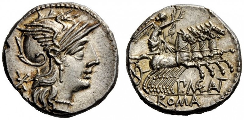 THE ROMAN REPUBLIC 
 P. Maenius M.f. Antias or Antiaticus. Denarius 132, AR 3.9...