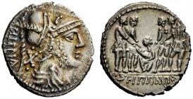 THE ROMAN REPUBLIC 
 The Bellum Sociale. Denarius, mint moving with C. Paapius (in Campania?) circa 90, AR 3.54 g. ITALIA Helmeted and draped bust of...
