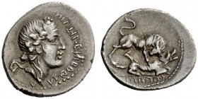 THE ROMAN REPUBLIC 
 The Bellum Sociale . Denarius, mint moving with C. Paapius (in Campania?) circa 90, AR 3.74 g. Ivy-wreathed head of Bacchus r.; ...