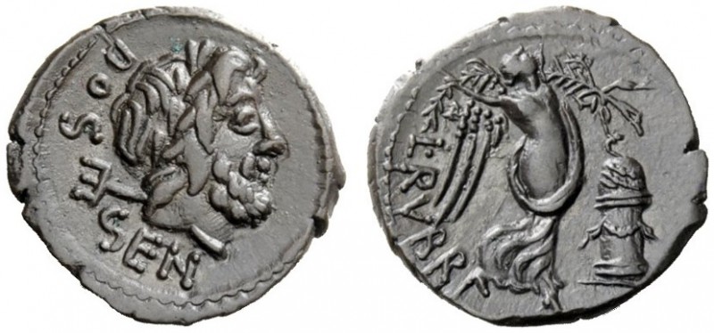 THE ROMAN REPUBLIC 
 L. Rubrius Dossenus . Quinarius 87, AR 1.54 g. DOS – SEN L...
