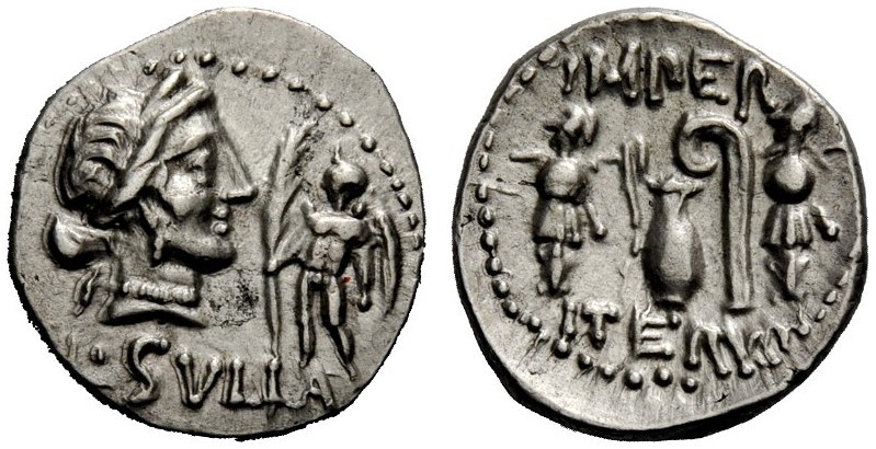 THE ROMAN REPUBLIC 
 L. Cornelius Sulla. Denarius, mint moving with Sulla 84-83...
