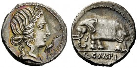 THE ROMAN REPUBLIC 
 Q. Caecilius Metellus Pius. Denarius 81, AR 3.91 g. Diademed head of Pietas r.; before, stork. Rev. Elephant walking l.; in exer...