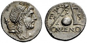 THE ROMAN REPUBLIC 
 Cn. Cornelius Lentulus. Denarius, Spain (?) 76-75, AR 3.99 g. Draped bust of the Genius Populi Romani r., hair tied with band an...
