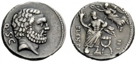 THE ROMAN REPUBLIC 
 P. Cornelius Lentulus Spinther. Denarius 74, AR 3.93 g. Bearded head of Hercules r.; behind, Q·S·C. Rev. Genius of the Roman peo...