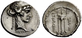 THE ROMAN REPUBLIC 
 L. Manlius Torquatus . Denarius 65, AR 3.93 g. Ivy-wreathed head of Sybil r.; below neck truncation, SIBYLLA. Rev. L·TORQVAT / I...
