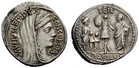 THE ROMAN REPUBLIC 
 L. Aemilius Lepidus Paullus. Denarius 62, AR 4.03 g. PAVLLS LEPIDVS – CONCORDIA Diademed and draped bust of Concordia r. Rev. Tr...