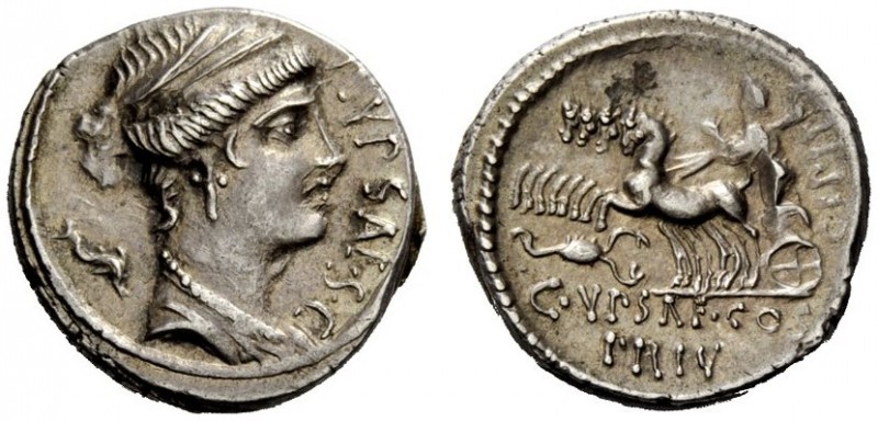 THE ROMAN REPUBLIC 
 P. Plautius Hypsaeus. Denarius 60, AR 3.96 g. P.YPSAE·S·C ...