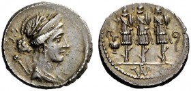 THE ROMAN REPUBLIC 
 Faustus Cornelius Sulla. Denarius 56, AR 3.87 g. Laureate, diademed and draped bust of Venus r.; behind, sceptre. Above, S·C. Re...