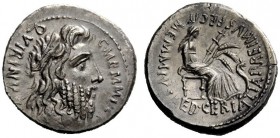 THE ROMAN REPUBLIC 
 C. Memmius C.f. Denarius 56, AR 3.84 g. Laureated head of Quirinus r.; behind, QVIRINVS; before, C MEMMI C F. Rev. Ceres seated ...