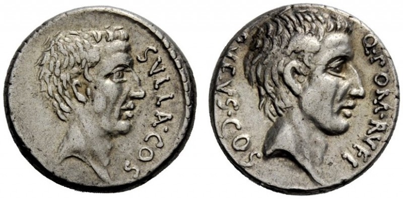 THE ROMAN REPUBLIC 
 Q. Pompeius Rufus. Denarius 54, AR 3.91 g. SVLLA·COS Head ...