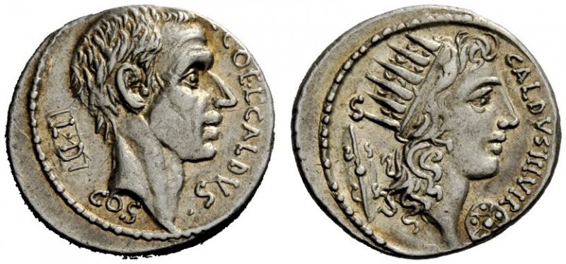THE ROMAN REPUBLIC 
 C. Coelius Caldus. Denarius 51, AR 3.92 g. C·COEL·CALDVS H...