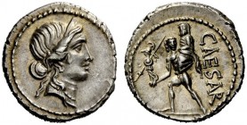 THE ROMAN REPUBLIC 
 Julius Caesar. Denarius, Asia 48-47, AR 3.96 g. Diademed head of Venus r. Rev. CAESAR Aeneas advancing l., carrying palladium in...