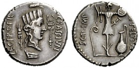 THE ROMAN REPUBLIC 
 Q. Caecilius Metellus Pius Scipio and P. Licinius Crassus. Denarius, Africa 47-46, AR 3.86 g. CRASS·IVN – LEG·PRO·PR Turreted fe...