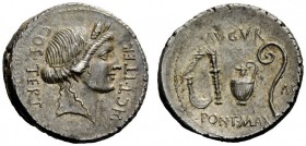 THE ROMAN REPUBLIC 
 Julius Caesar. Denarius, Sicily (?) 46, AR 3.79 g. COS·TERT – DICT·ITER Head of Ceres r., wearing wreath of barley. Rev. AVGVR C...