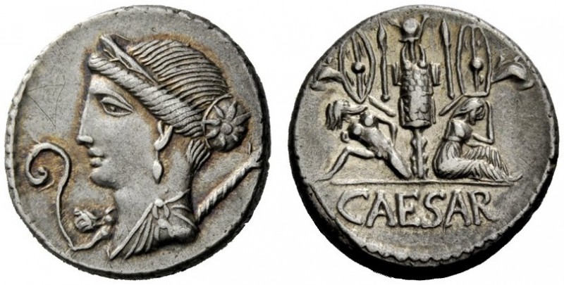 THE ROMAN REPUBLIC 
 Julius Caesar. Denarius, Spain 46-45, AR 4.00 g. Diademed ...