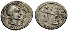 THE ROMAN REPUBLIC 
 Cn. Pomepeius Magnus and M. Poblicius. Denarius, Spain 46-45, AR 3.89 g. M·POBLICI·LEG Helmeted head of Roma r.; behind, PRO·PR....