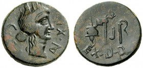 THE ROMAN REPUBLIC 
 Sulpicius Rufus. Bronze, Sinope 46-45, Æ 10.38 g. C F I – AN·XI Head of Tyche r. Rev. EX·D D Sacrifi-cial implements. Recueil Gé...
