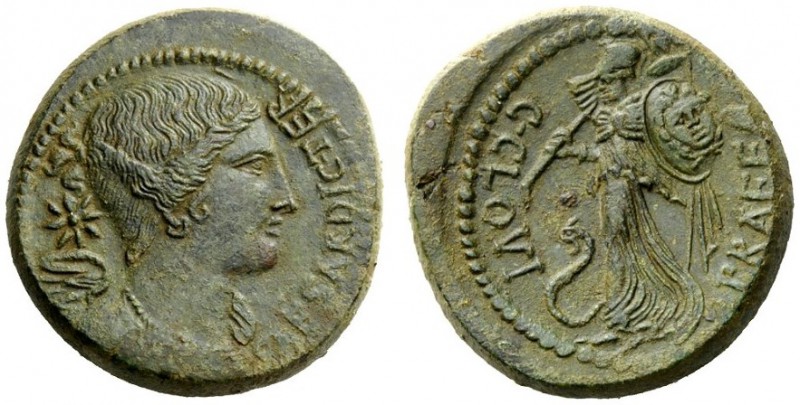 THE ROMAN REPUBLIC 
 Julius Caesar and C. Clovius. Bronze end 46-early 45, Æ 14...