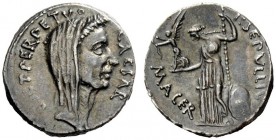THE ROMAN REPUBLIC 
 Julius Caesar and P. Sepullius Macer. Denarius 44, AR 3.57 g. CAESAR – DICT PERPETVO Veiled and wreathed head of Caesar r. Rev. ...