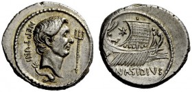 THE ROMAN REPUBLIC 
 Sextus Pompeius and Q. Nasidius. Denarius, Sicily circa 42 to 38, AR 4.13 g. NEPTVNI Head of Cn. Pompeius Magnus r.; below head,...
