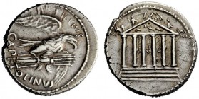 THE ROMAN REPUBLIC 
 Denarius 41, AR 4.00 g. PETILLIVS Eagle r., with open wings, on thunderbolt which covers the l. wing. Below, CAPITOLINVS. Rev. H...
