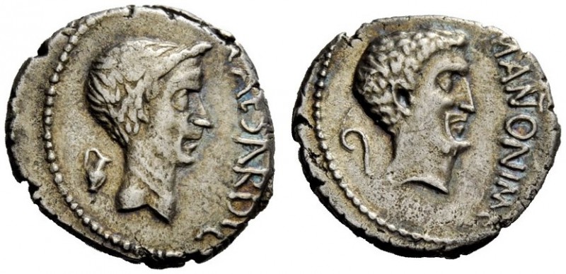 THE ROMAN REPUBLIC 
 Marcus Antonius . Denarius, Gallia Cisalpina 43, AR 3.85 g...