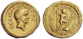 THE ROMAN REPUBLIC 
 Octavianus with L. Mussidius T.F. Longus. Aureus circa 42 BC, AV 8.07 g. C·CAESAR·III·VIR·R·P·C Bare head of Octavian r. Rev. L·...