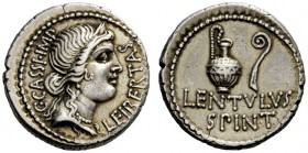THE ROMAN REPUBLIC 
 C. Cassius and Lentulus Spint. Denarius, mint moving with Brutus and Cassius 43-42, AR 3.93 g. C·CASSI·IMP – LEIBERTAS Diademed ...