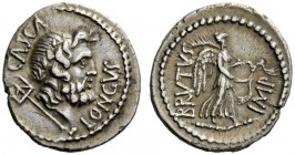 THE ROMAN REPUBLIC 
 M. Junius Brutus and P. Servilius Casca Longus. Denarius, mint moving with Brutus 43-42, AR 3.81 g. CASCA – LONGVS Wreathed head...
