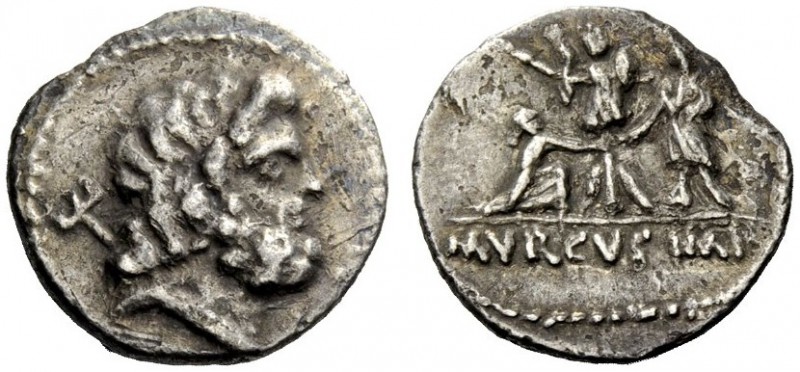 THE ROMAN REPUBLIC 
 L. Staius Murcus. Denarius, mint moving with L. Staius Mur...