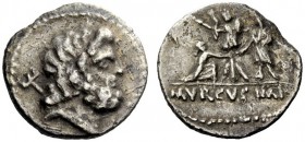 THE ROMAN REPUBLIC 
 L. Staius Murcus. Denarius, mint moving with L. Staius Murcus 42-41, AR 3.20 g. Laureate head of Neptune r., with trident over l...