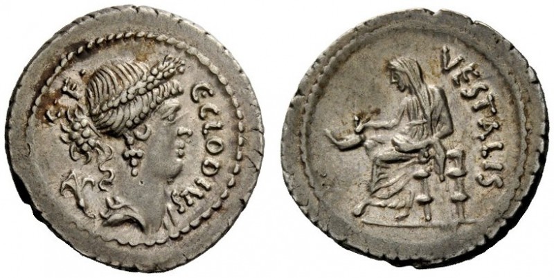 THE ROMAN REPUBLIC 
 C. Clodius C.f. Vestalis. Denarius 43, AR 3.98 g. C·CLODIV...