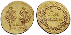THE ROMAN EMPIRE 
 Octavian as Augustus, 27 BC – 14 AD 
 Aureus, Caesaraugusta circa 19-18 BC, AV 7.87 g. CAESAR AVGVSTVS Two laurel branches. Rev. ...