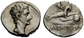 THE ROMAN EMPIRE 
 Octavian as Augustus, 27 BC – 14 AD 
 Denarius, Colonia Patricia circa July 18-17/16 BC, AR 3.81 g. Bare head r. Rev. AVGVSTVS Ca...