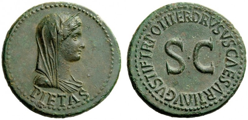 THE ROMAN EMPIRE 
 In the name of Livia, wife of Augustus 
 Dupondius 22-23, Æ...
