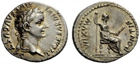 THE ROMAN EMPIRE 
 Tiberius, 14 – 37 
 Denarius, Lugdunum 14-37, AR 3.92 g. TI CAESAR DIVI – AVG F AVGVSTVS Laureate head r. Rev. PONTIF MAXIM Pax-L...
