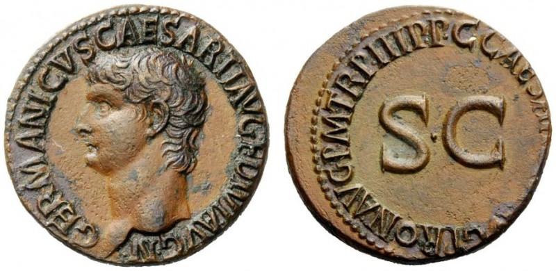 THE ROMAN EMPIRE 
 In the name of Germanicus, father of Gaius 
 As 39-40, Æ 10...