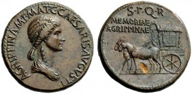 THE ROMAN EMPIRE 
 In the name of Agrippina Senior, wife of Germanicus and mother of Gaius 
 Sestertius 37-41, Æ 26.19 g. AGRIPPINA M F MAT C CAESAR...
