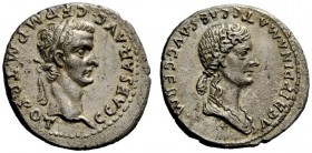 THE ROMAN EMPIRE 
 Gaius, 37 – 41 
 Denarius 37-38, AR 3.71 g. C CAESAR AVG GERM P M TR POT Laureate head of Gaius r. Rev. AGRIPPINA MAT C CAES AVG ...