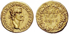 THE ROMAN EMPIRE 
 Gaius, 37 – 41 
 Aureus, Lugdunum 40, AV 7.92 g. C·CAESAR·AVG·PON·M·TR·POT·III·COS·III Laureate head r. Rev. S·P·Q·R / P·P / OB·C...