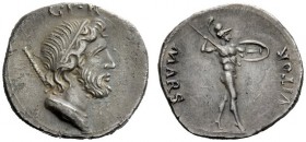 THE ROMAN EMPIRE 
 The Civil Wars, 68 – 69 
 Denarius, Gaul 68-69, AR 3.67 g. G P R Diademed and bearded Genius of Populi Romani r., with sceptre on...