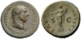 THE ROMAN EMPIRE 
 Vitellius, 69 
 Sestertius, circa late April-20 December 69, Æ 28.77 g. A VITELLIVS GERMANICVS IMP AVG PM TR P Laureate and drape...