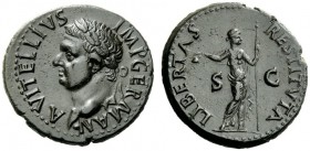 THE ROMAN EMPIRE 
 Vitellius, 69 
 As, Spain circa January-June 69, Æ 12.22 g. A VITELLIVS – IMP GERM Laureate head l. Rev. LIBERTAS – RESTITVTA Lib...