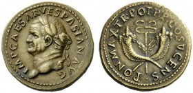 THE ROMAN EMPIRE 
 Vespasian, 69 – 79 
 Dupondius, 74, Æ 12.88 g. IMP CAESAR VESPASIAN AVG Laureate head l. Rev. PON MAX TR POT P P COS V CENS Two c...