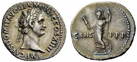THE ROMAN EMPIRE 
 Domitian, augustus 81 – 96 
 Denarius 88, AR 3.48 g. IMP CAES DOMIT AVG GERMANIC COS XIIII Laureate head r. Rev. CENS – P P P Min...